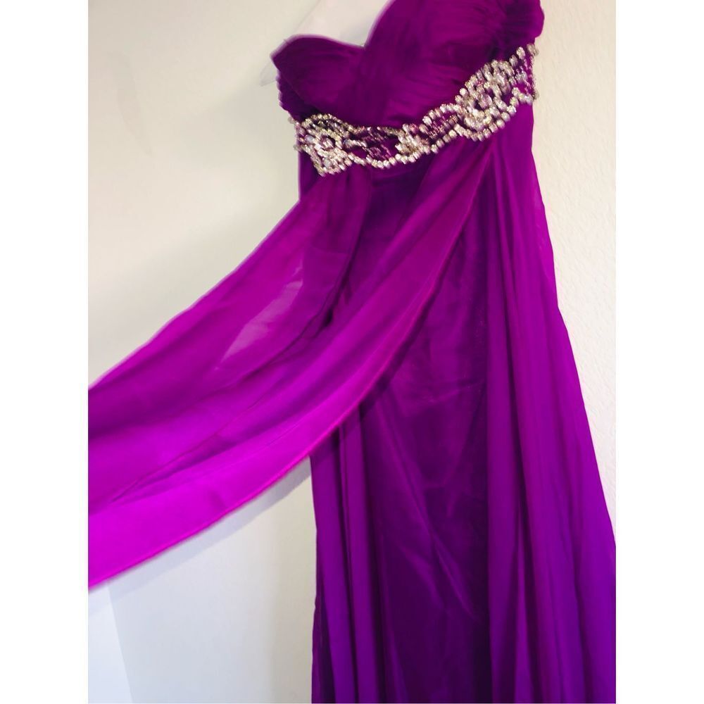 Glam Gurlz Purple Ball Gown Prom Strapless Dress Multi Layers Size 2 View 4